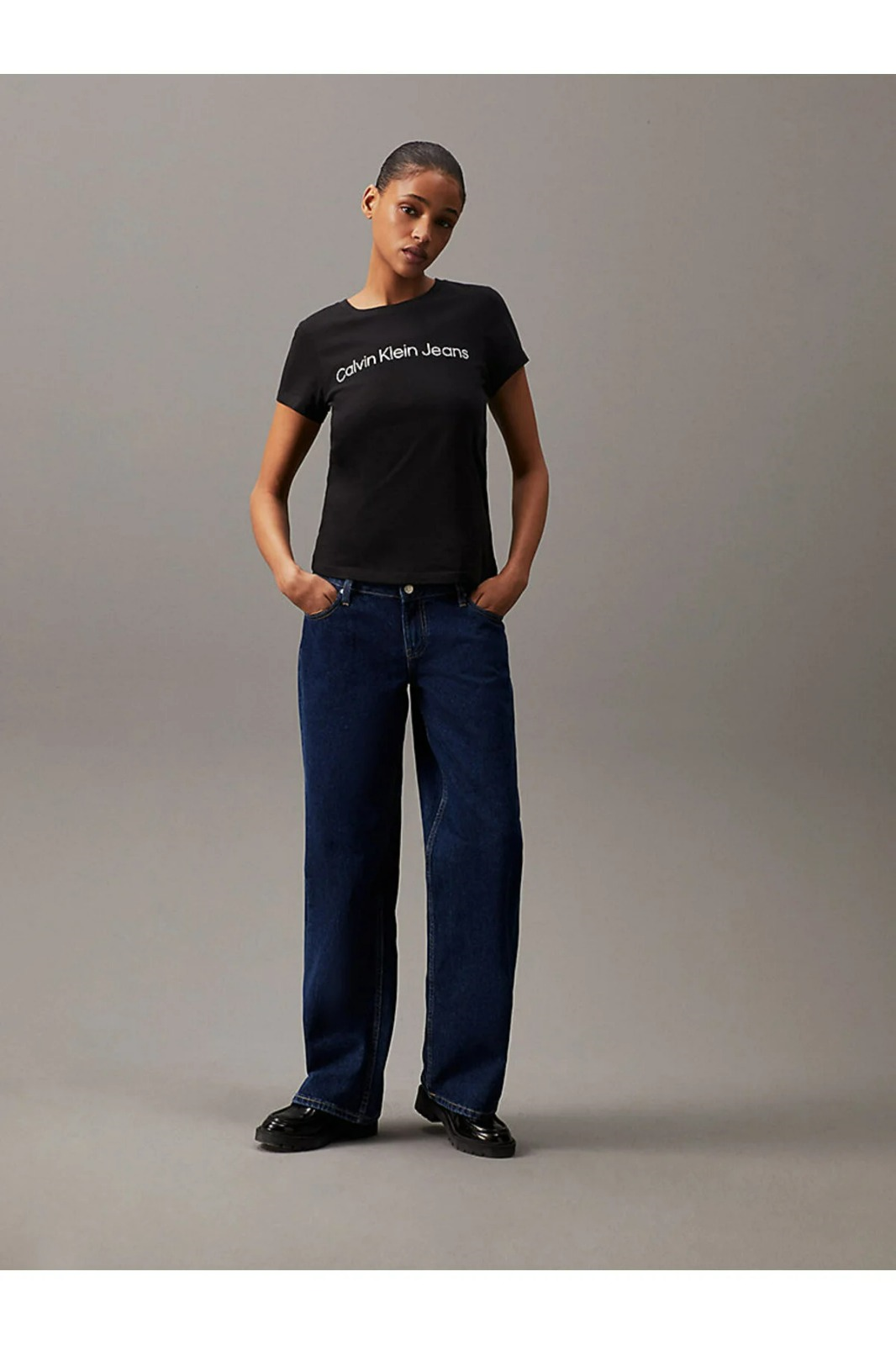 Kadın Institutional Logo Slim T-Shirt-J20J220253BEH