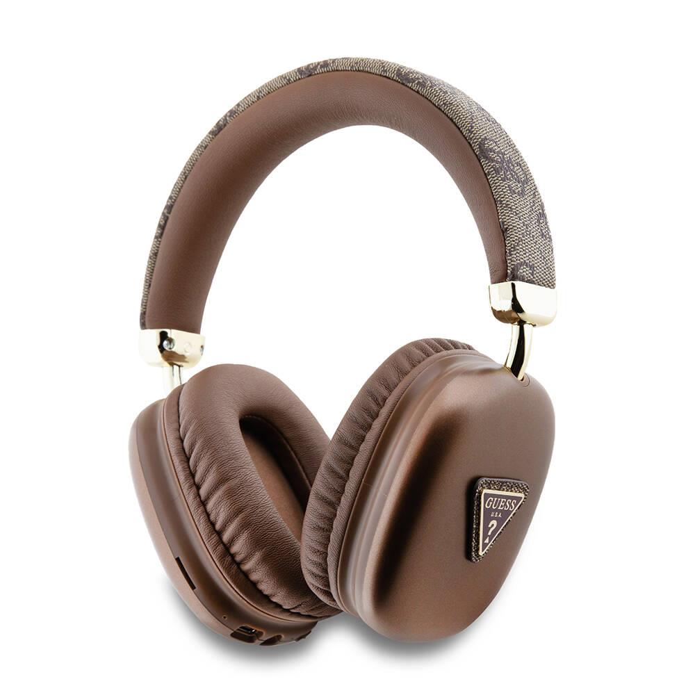Guess Orjinal Lisanslı PU 4G Desenli Üçgen Logolu Kulak Üstü Bluetooth Kulaklık GUBHK1P4TPW