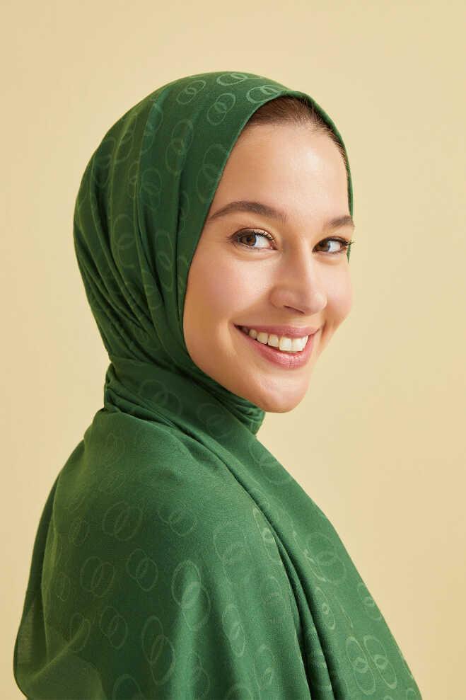 İMANNOOR İZİNCİR DESEN JAKAR DÜZ BOYA ŞAL 70 X 210  23Y-3052