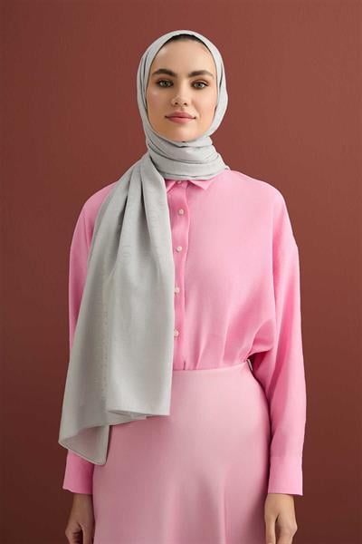İMANNOOR İZİNCİR DESEN JAKAR DÜZ BOYA ŞAL 70 X 210  23Y-3052