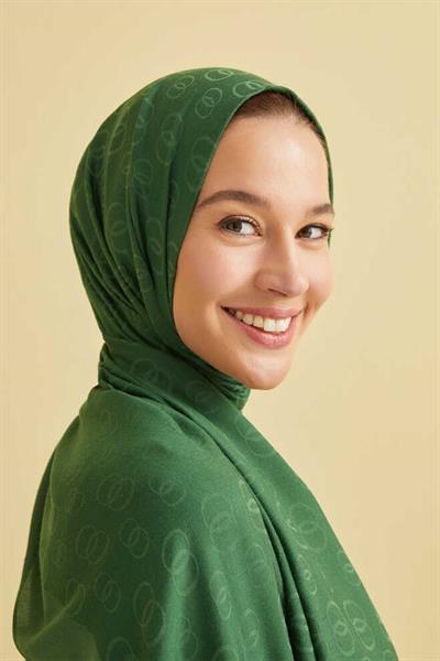 İMANNOOR İZİNCİR DESEN JAKAR DÜZ BOYA ŞAL 70 X 210  23Y-3052