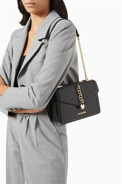 Love Moschino omuz çantası BORSA SHINY CROCO JC4384PP0LKJ0000