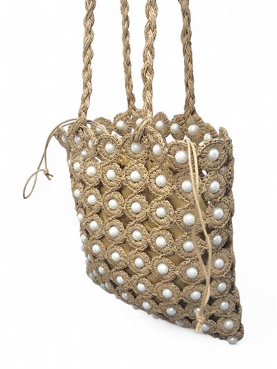 30x27x2 cm-Matmazel kadın yazlık hasır incili çanta 107210423