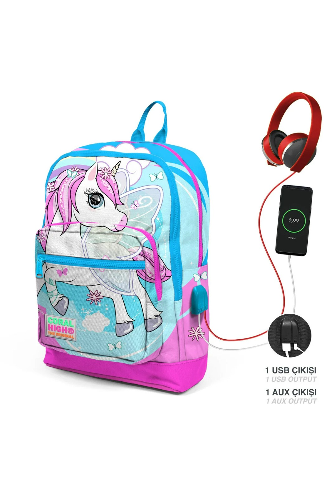 Coral High-Usb'li Okul Sırt Çantası 23811