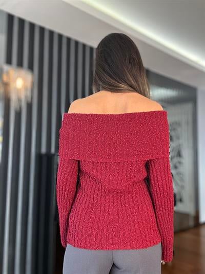 Bordo Madonna Yaka Triko Kazak