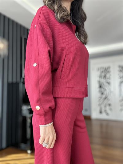 Bordo Petek Dokuma İkili Takım 