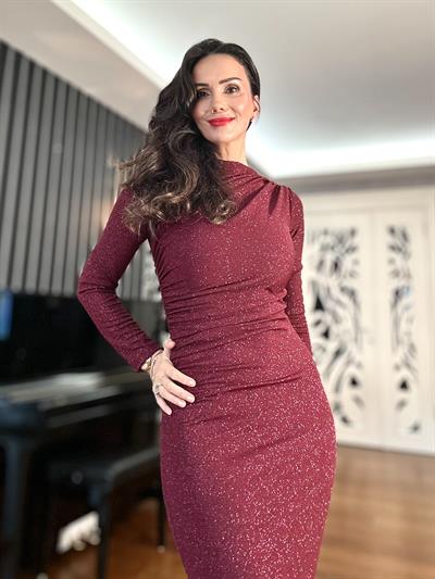 Bordo Pırıltılı Elbise