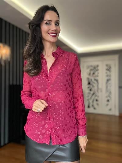 Bordo Şifon Gömlek