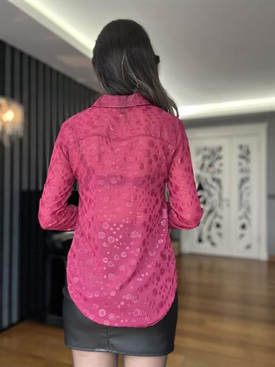 Bordo Şifon Gömlek