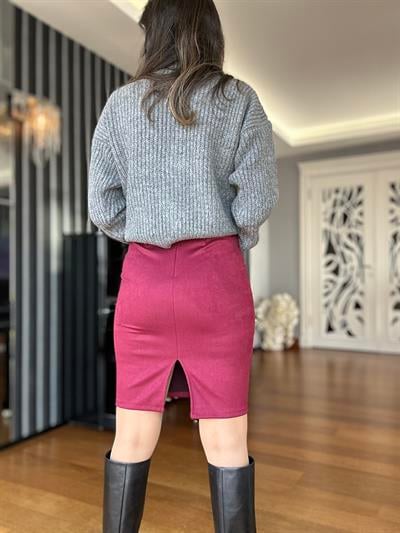 Bordo Süet Etek
