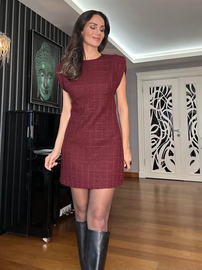 Bordo Tüvit  Elbise