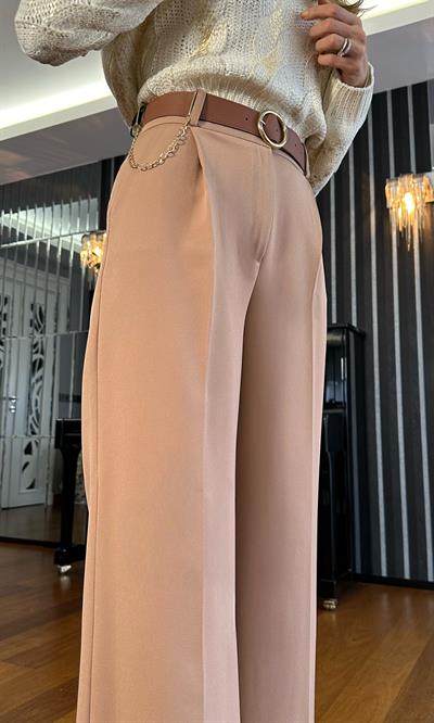 Camel Palazzo Kemerli Pantolon