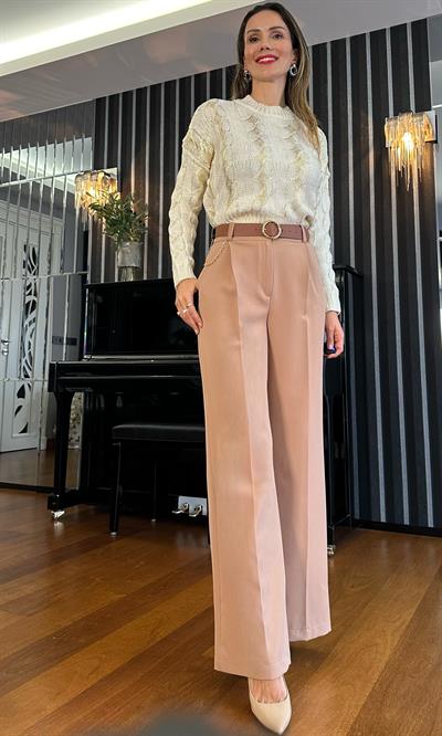 Camel Palazzo Kemerli Pantolon
