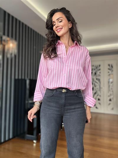 Çizgili Pembe Gömlek