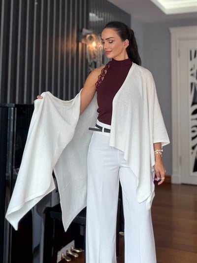 Ekru Panço Model İnce Triko