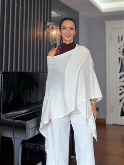 Ekru Panço Model İnce Triko