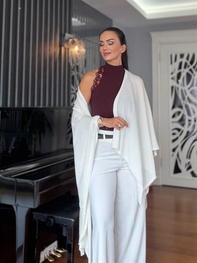 Ekru Panço Model İnce Triko