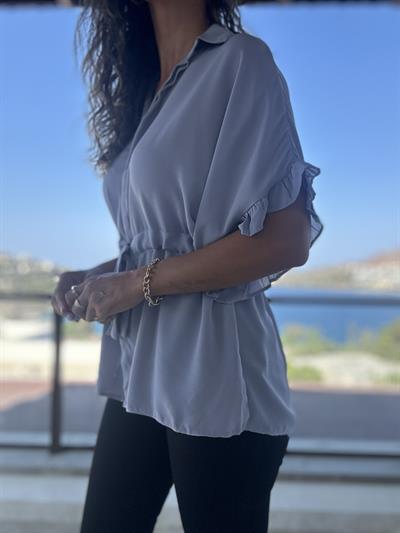 Gri Beli İpli Geniş Kesim  Gömlek