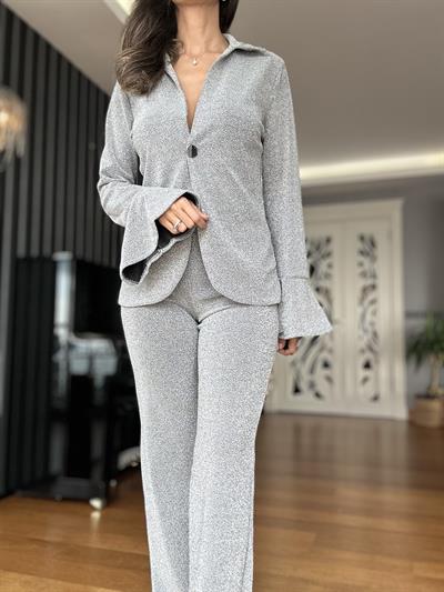 Gümüş Ceket Pantolon Takım