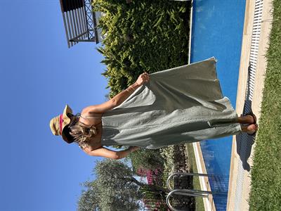 Haki Yeşili Askılı Tencel Elbise