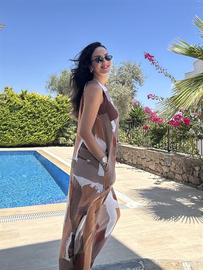 Kahverengi İnce Modal Maxi Elbise 