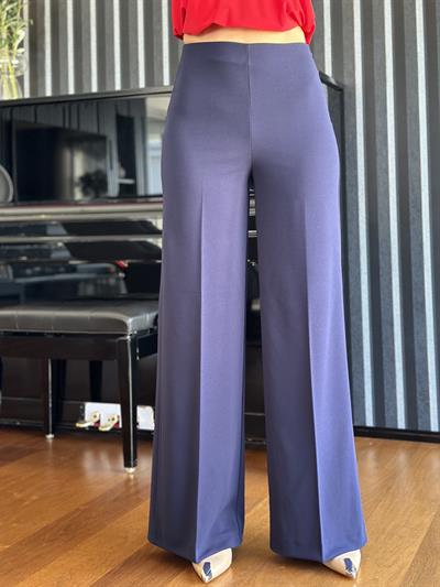 Lacivert Yüksek Bel Geniş Kesim Pantolon
