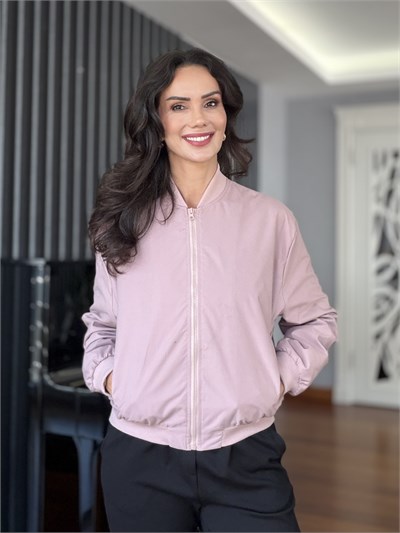 Lila Su Geçirmez Bomber Mont