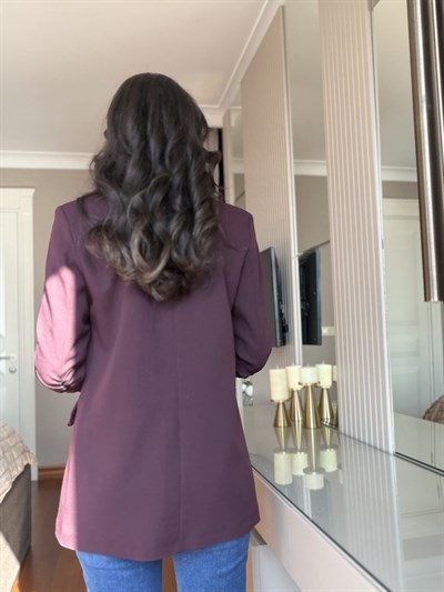 Mürdüm Kol Büzgü Detaylı Blazer 