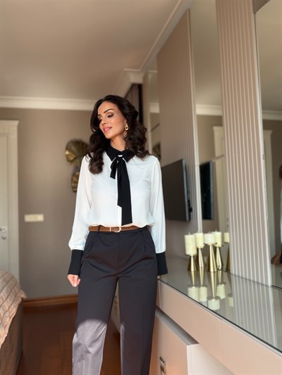 Siyah Havuç Kesim Kemerli Pantolon