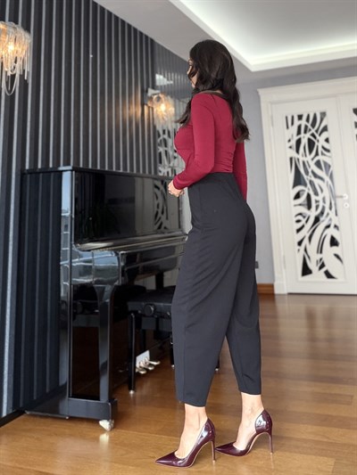 Siyah Likralı Balon Pantolon