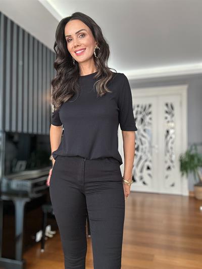 Siyah Likralı Flare Kot Pantolon