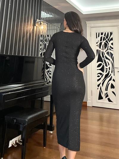 Siyah Pırıltılı Elbise