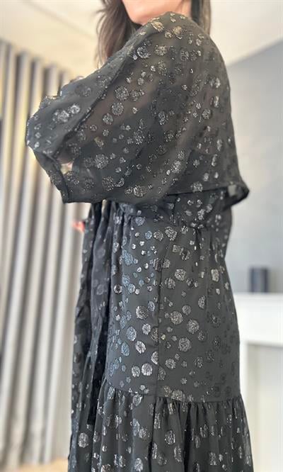 Siyah Şifon Parlak Desenli Bolero