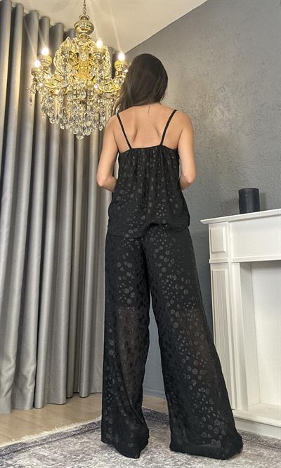 Siyah Simli Şifon Pantolon