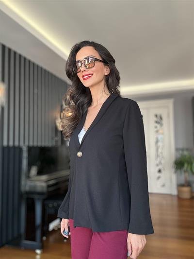 Siyah Tek Düğme Ceket