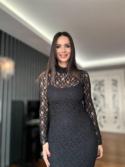 Siyah Uzun Dantel Elbise