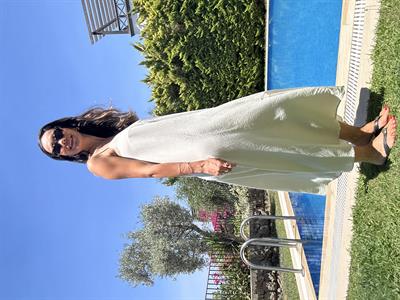 Su Yeşili Askılı Tencel Elbise
