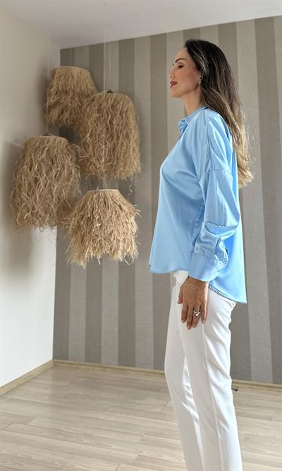 Tam Düğme Açık Mavi  Gömlek