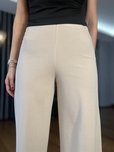 Taş Rengi Beli Lastikli Krep Pantolon