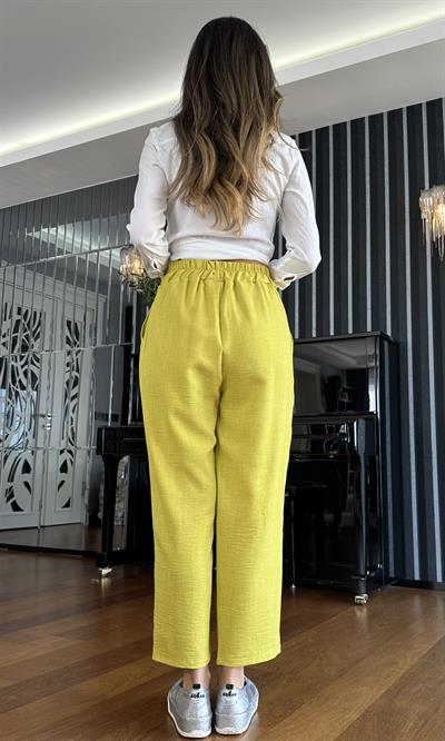 Yağ Yeşili Havuç Kesim Rahat Pantolon