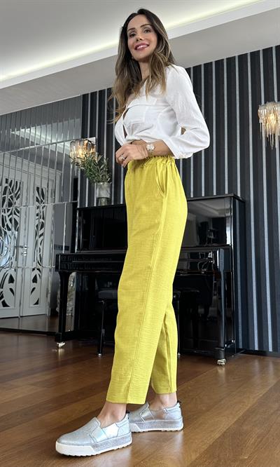 Yağ Yeşili Havuç Kesim Rahat Pantolon