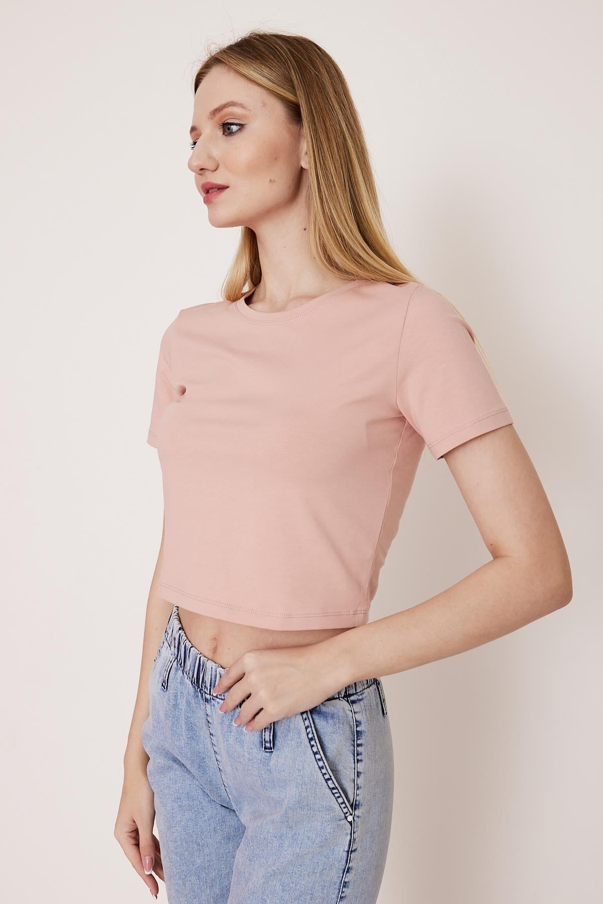 Basic pembe crop t-shirt - Charamela