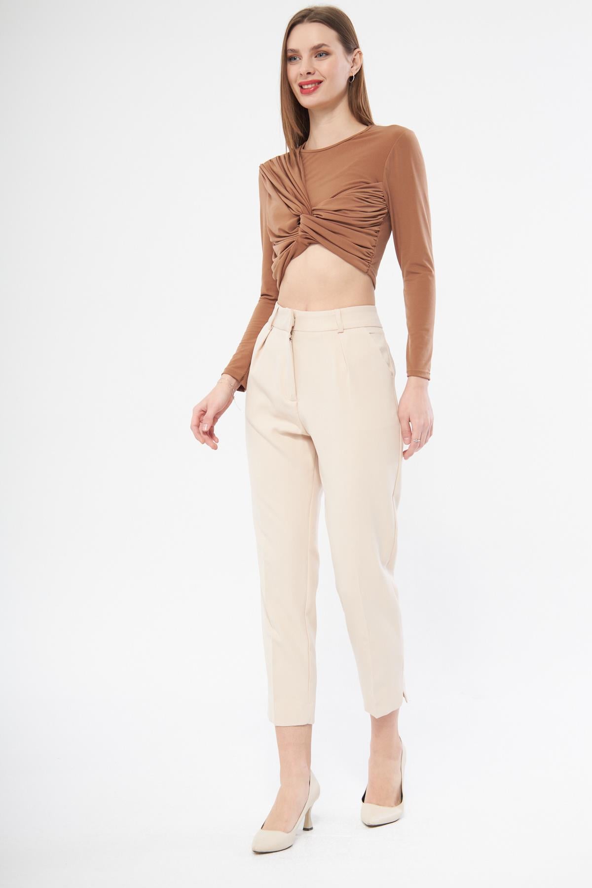 Bej smart pantolon - Charamela