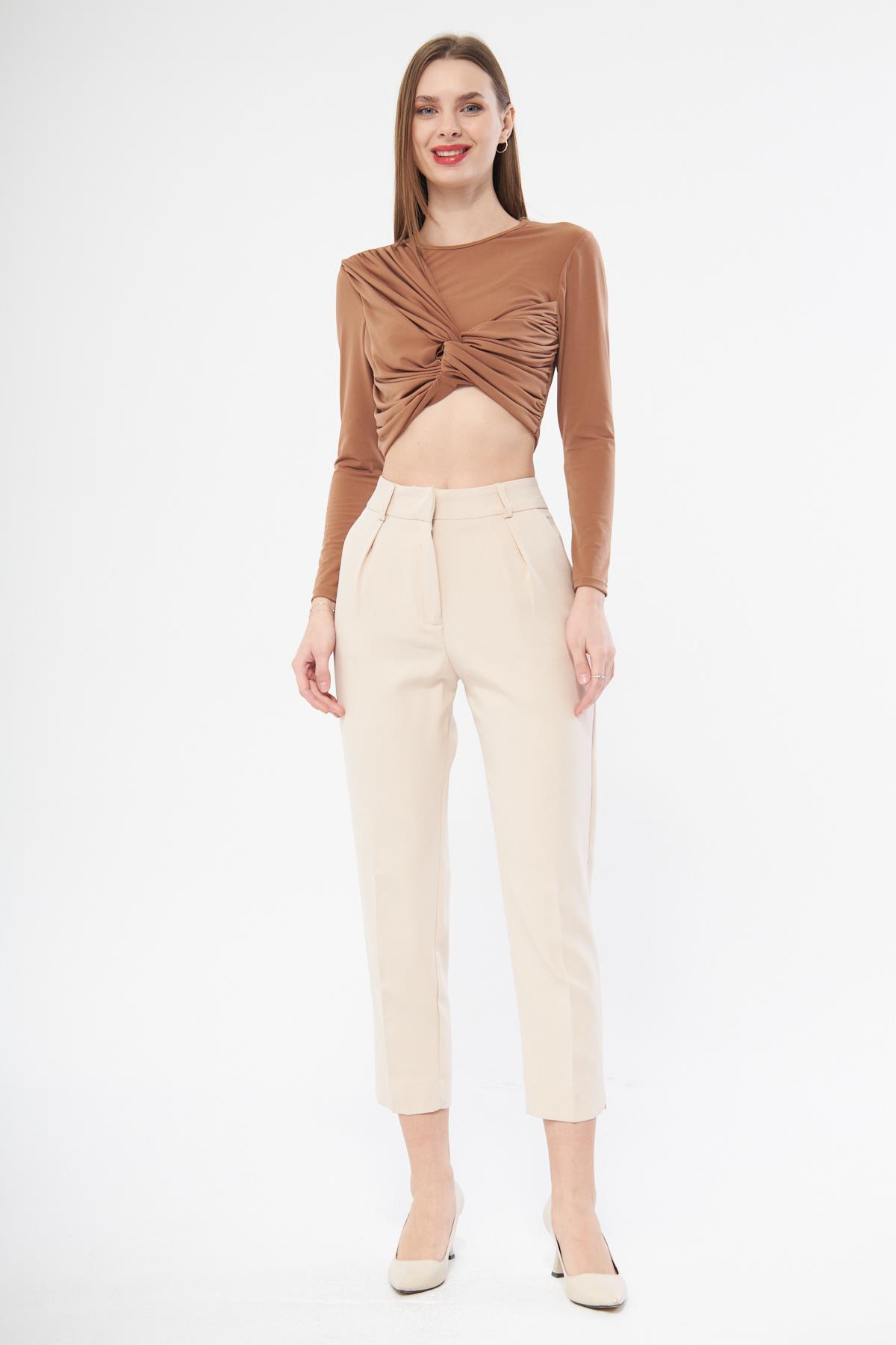 Bej smart pantolon - Charamela