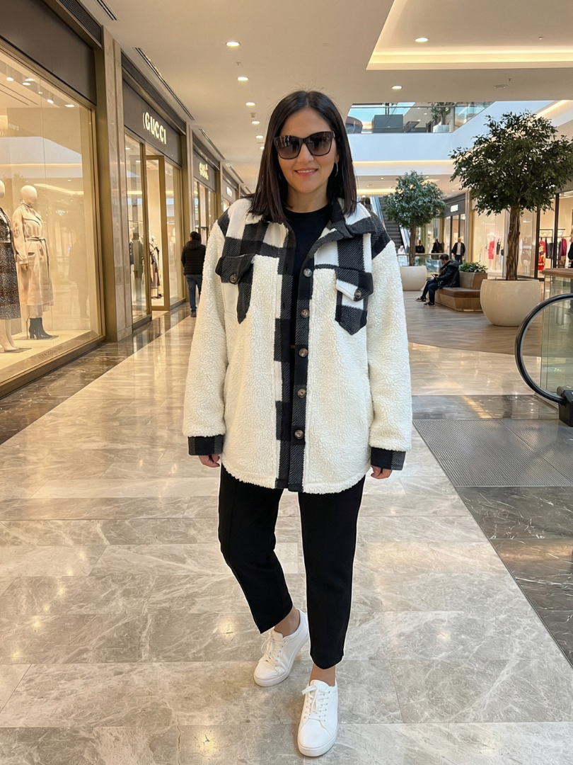 Büyük Beden Polar Kumaş Dügme ve  Cep Detaylı Ceket-Hırka-bgc07