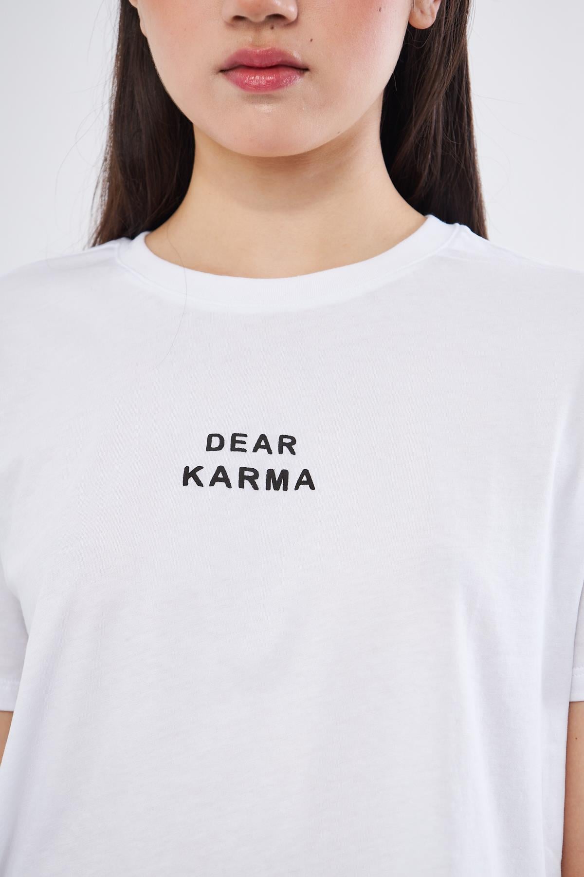 Dear karma baskılı crop t-shirt - Charamela
