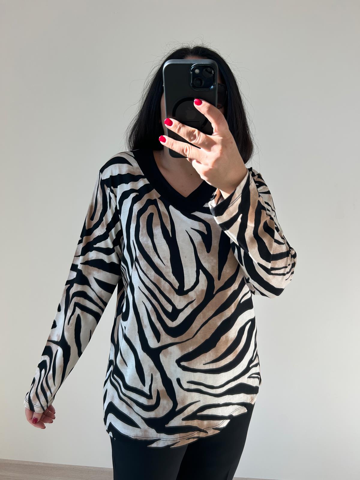 Kadın büyük beden örme leopar baskılı bluz-bgb77 - Charamela
