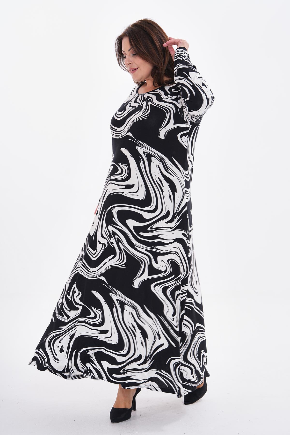 Kadın büyük beden örme viskon uzun elbise -bge71 - Charamela