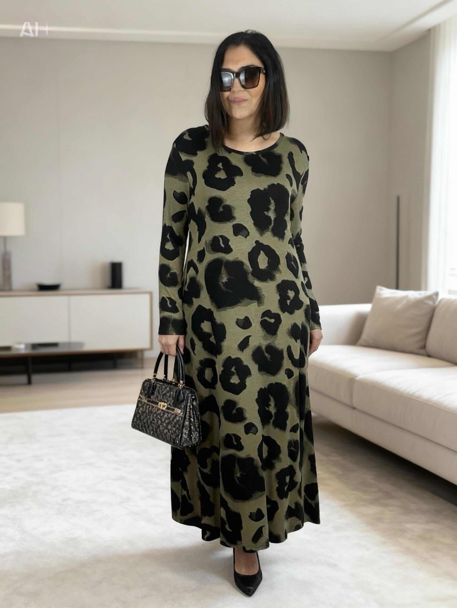 Kadın uzun örme büyük beden elbise-bge68 - Charamela