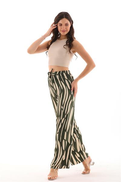 Kadın beli lastikli rahat kesim palazzo pantolon - Charamela